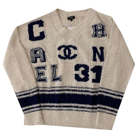 pull chanel|authentic chanel logo sweater.